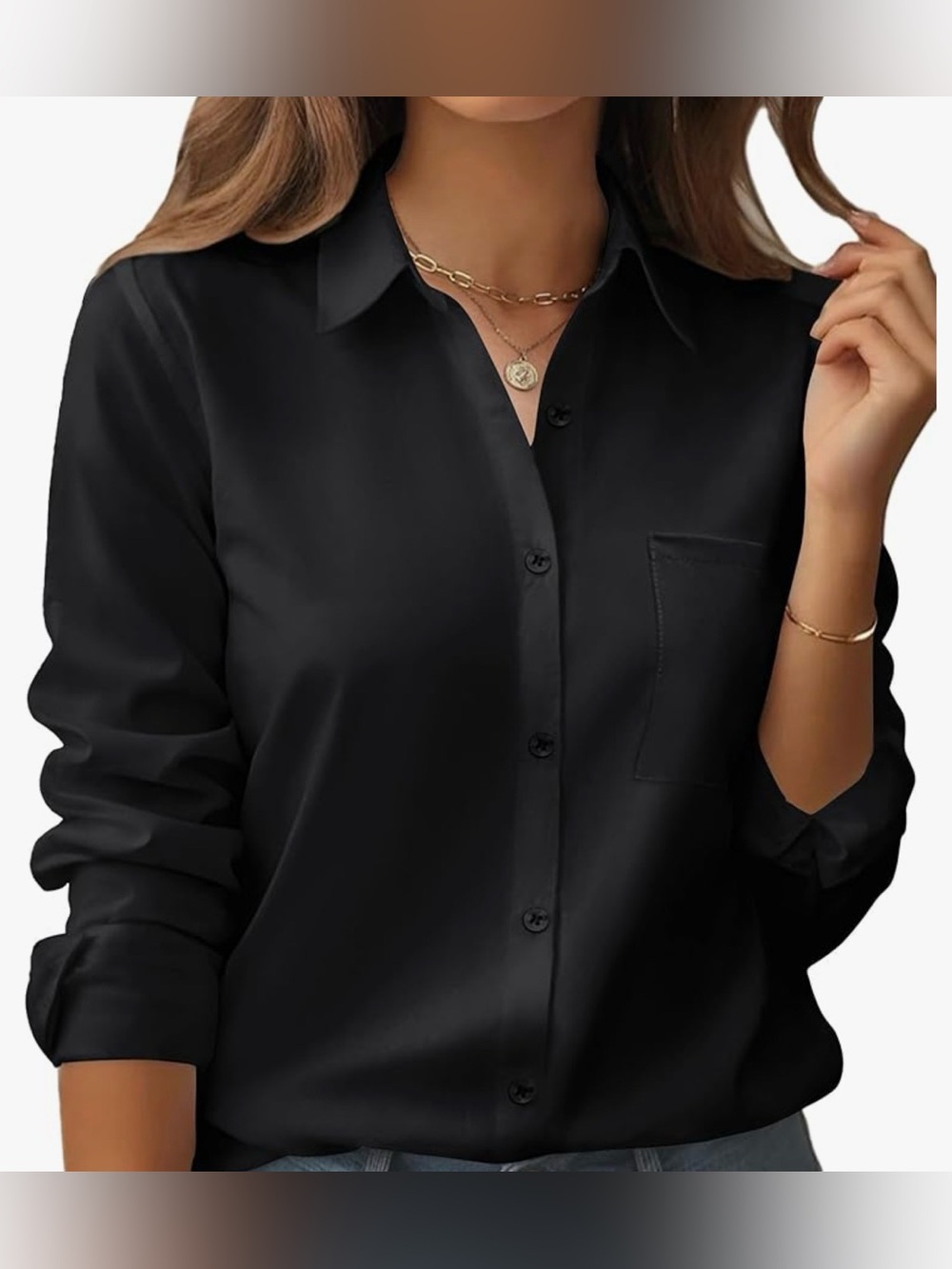 Zeagoo Womens Button Down Shirt Long Sleeve Blouse - Size M